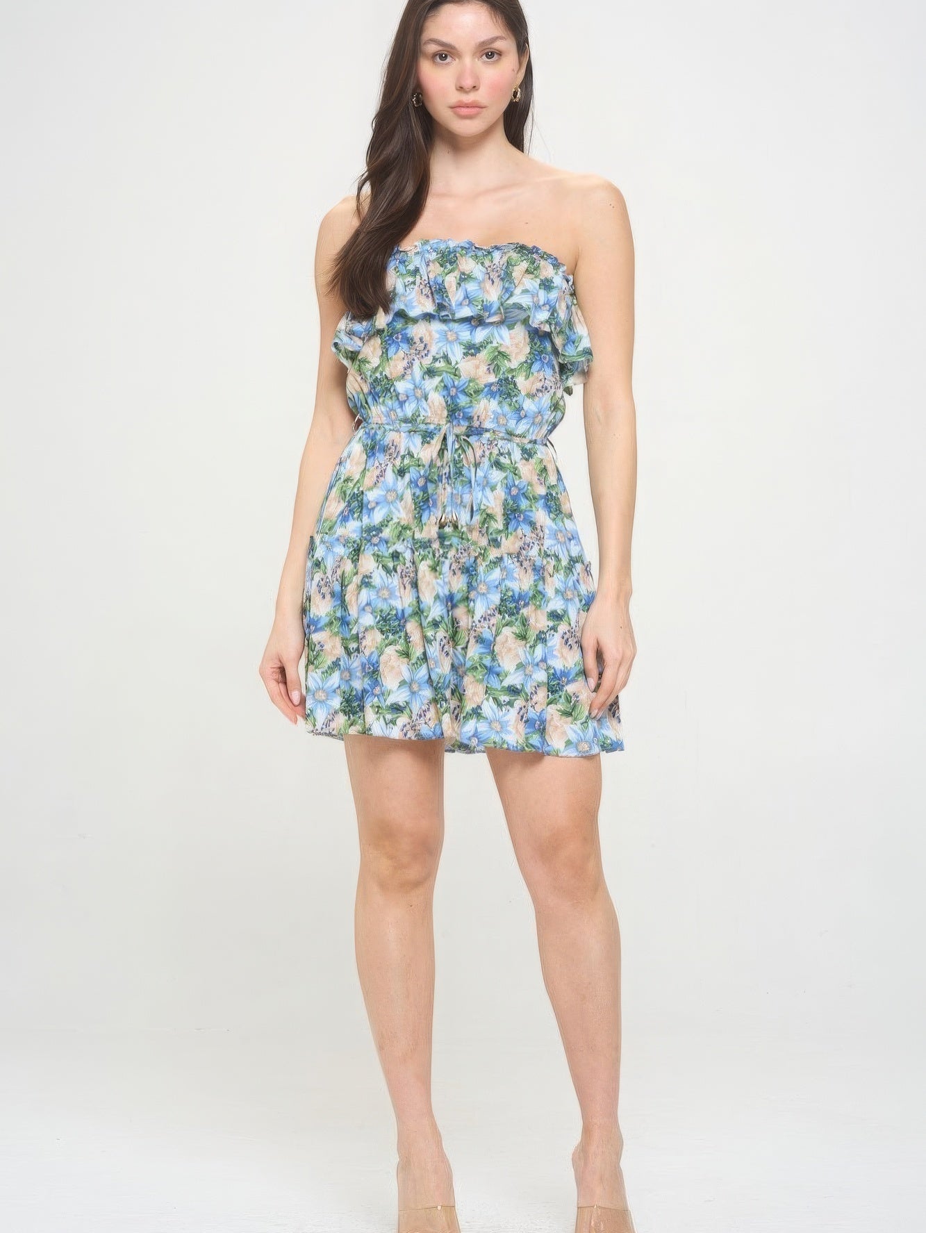 Berry Flower Ruffle Tube Top Mini Dress - Stormyjay