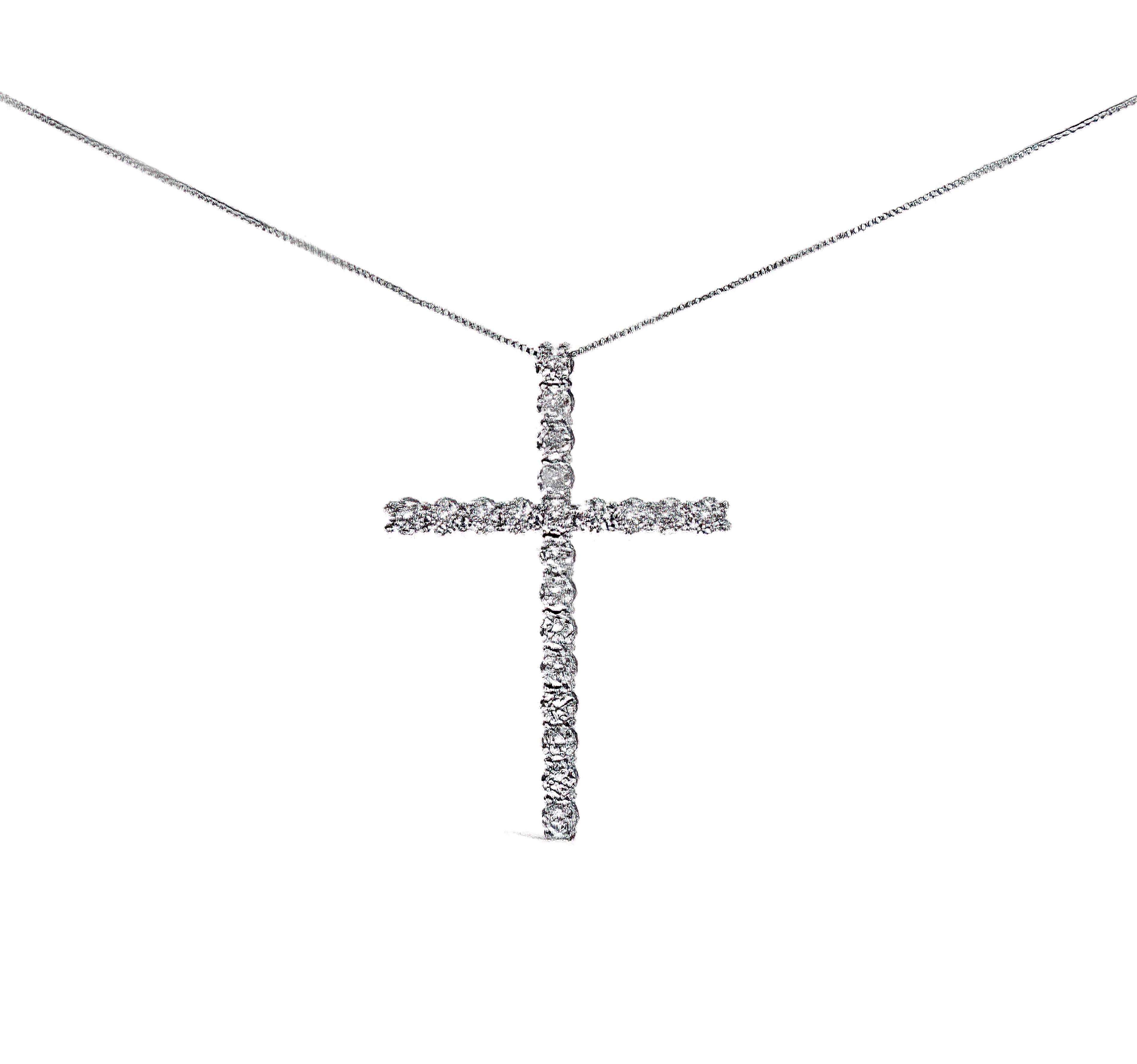 14K White Gold 4.0 Cttw Lab Grown Diamond Cross 18" Inch Pendant Necklace (F-G Color, VS2-SI1 Clarity) - Stormyjay