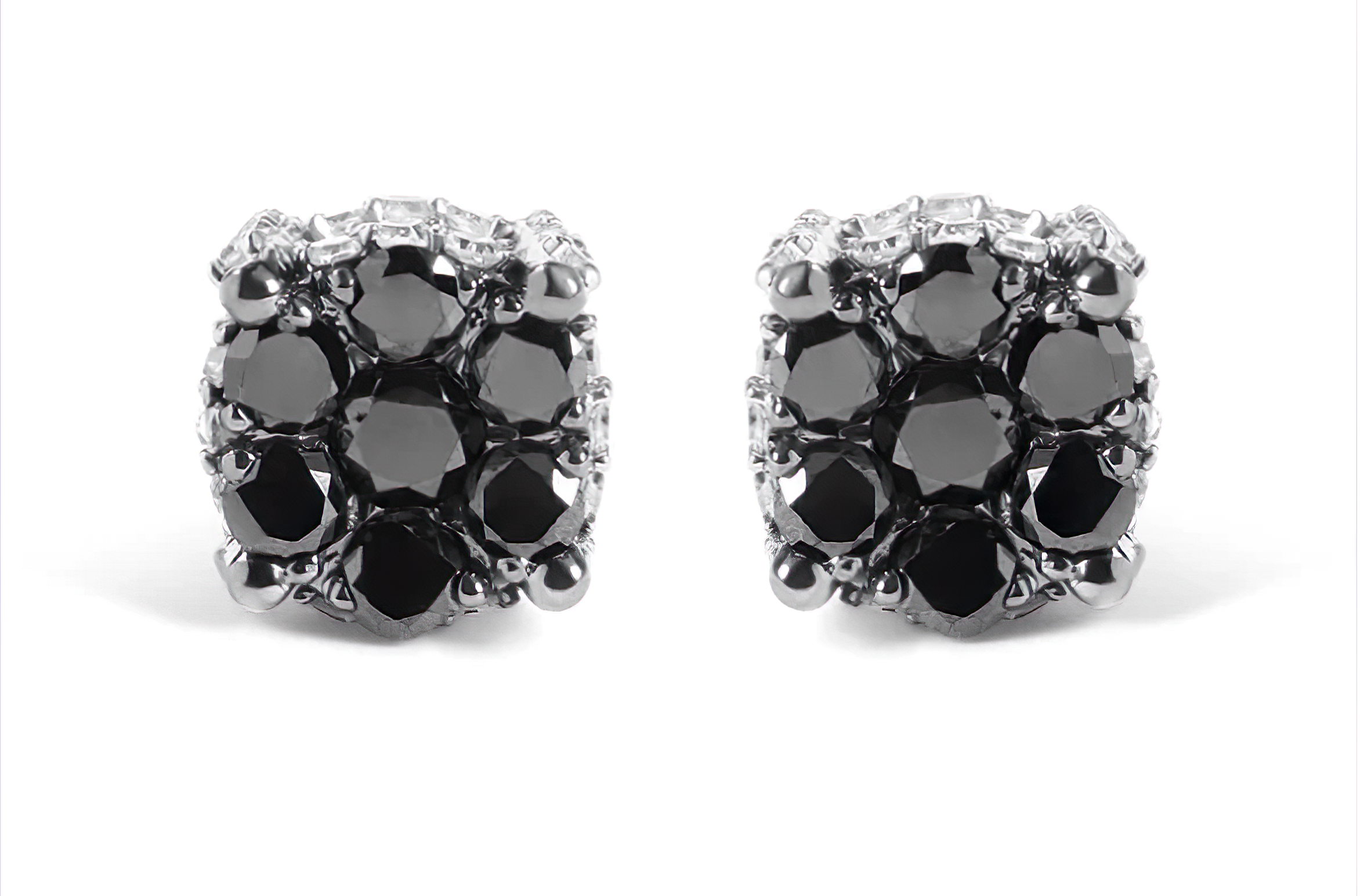 Men's 10K Yellow Gold 1.00 Cttw White and Black Treated Diamond Earring (Black / I-J Color, I2-I3 Clarity) - Stormyjay