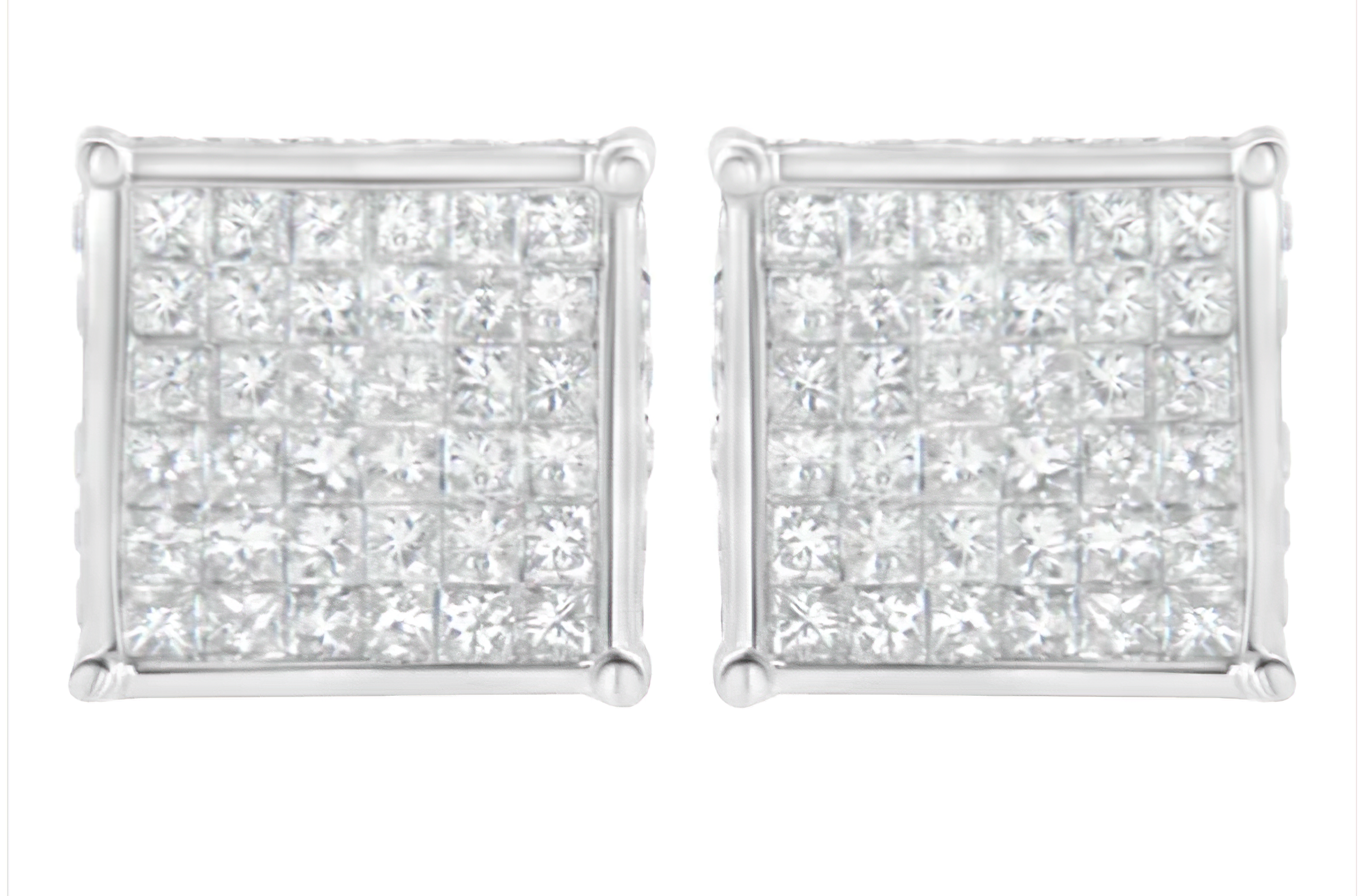 10K White Gold 2ct TDW Princess-Cut Composite Diamond Stud Earring (I-J ,I2-I3) - Stormyjay