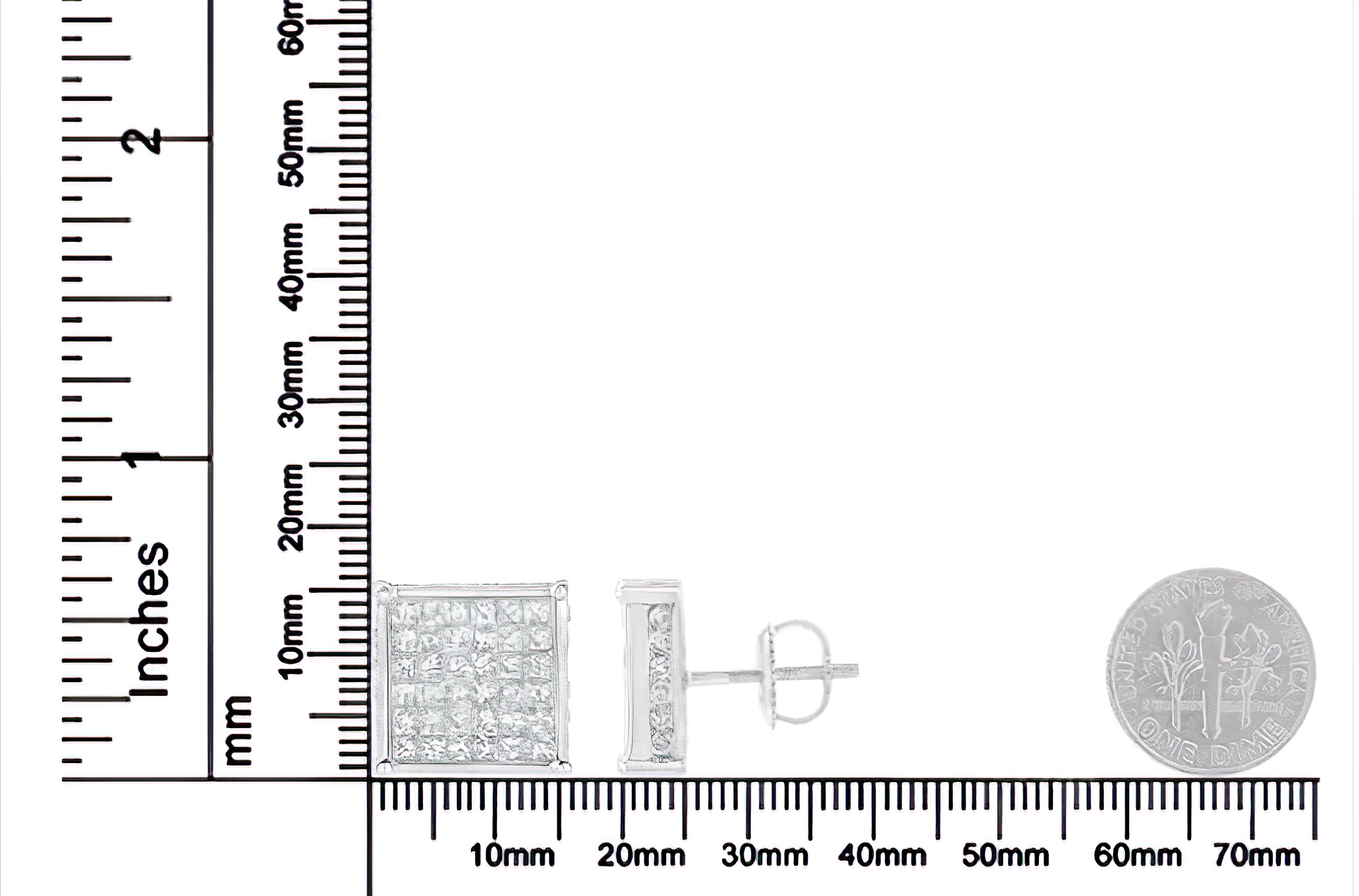 10K White Gold 2ct TDW Princess-Cut Composite Diamond Stud Earring (I-J ,I2-I3) - Stormyjay