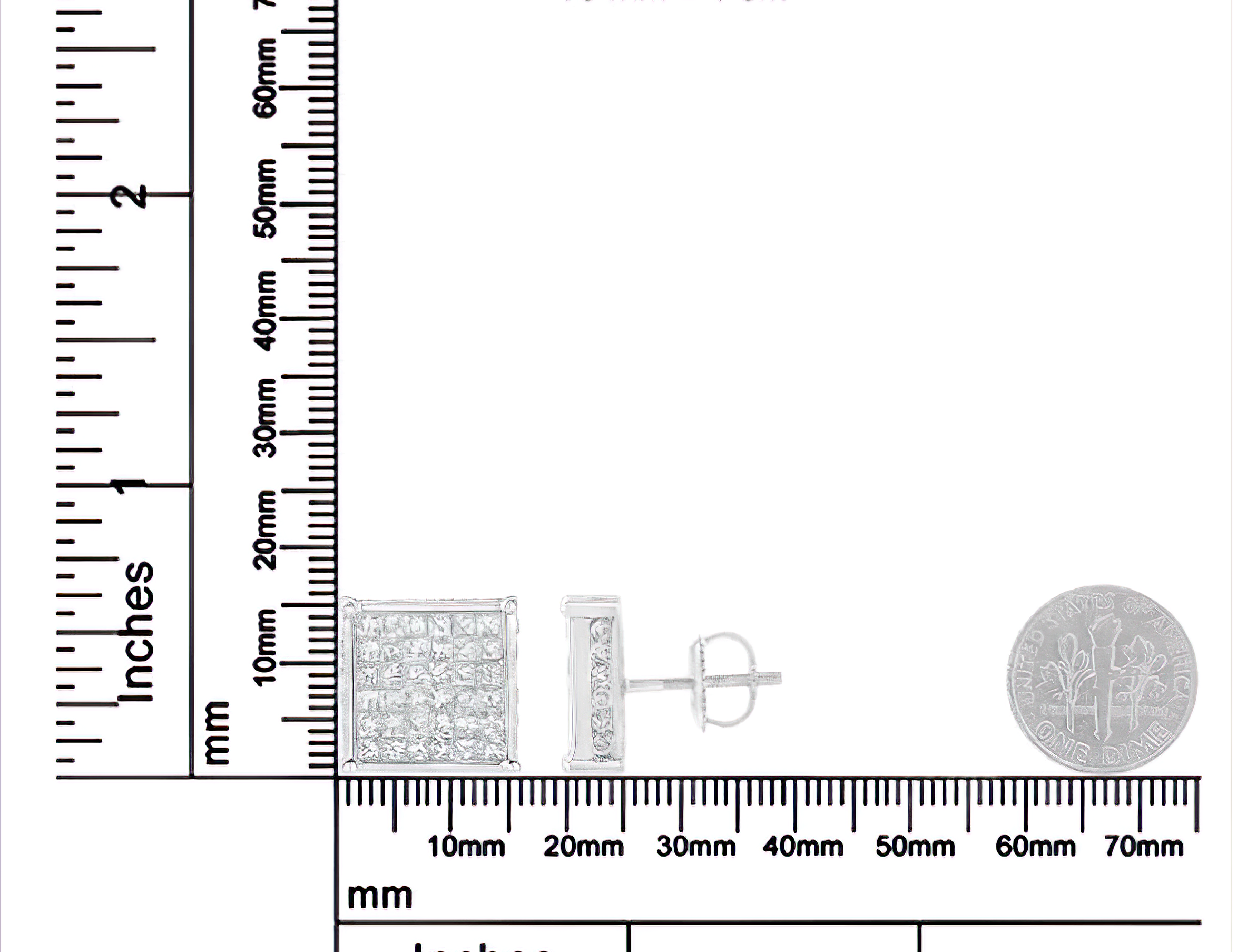 10K White Gold 2ct TDW Princess-Cut Composite Diamond Stud Earring (I-J ,I2-I3) - Stormyjay
