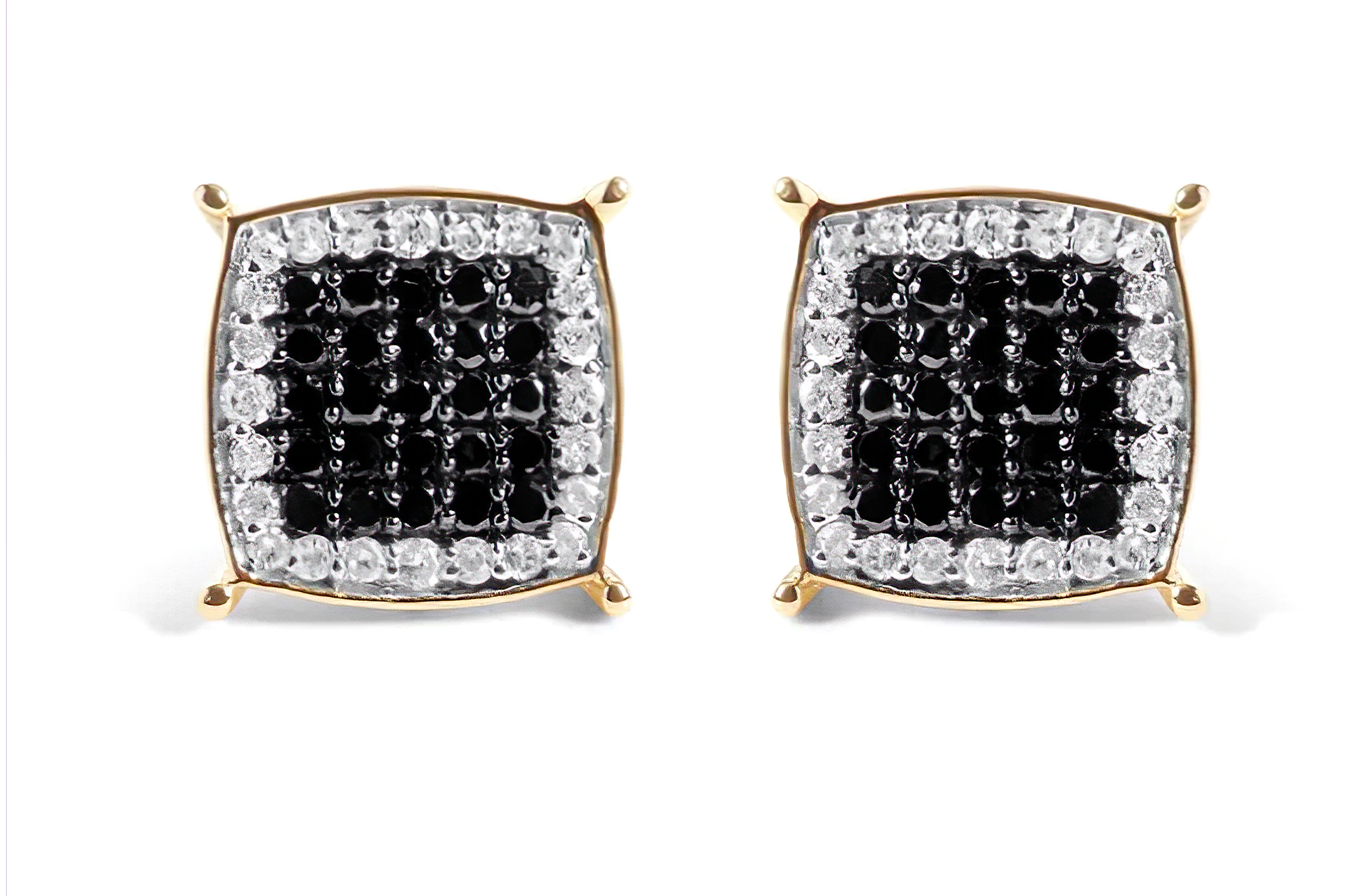 Men's 10K Yellow Gold 1/2 Cttw White and Black Treated Diamond Earring (Black / I-J Color, I2-I3 Clarity) - Stormyjay