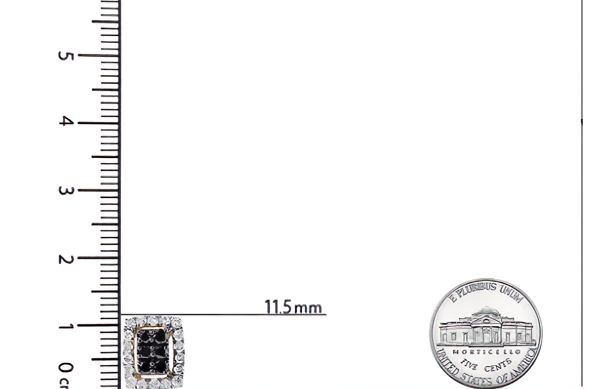 Men's 10K Yellow Gold 1.00 Cttw White and Black Diamond Emerald Shape Halo Stud Earring (Black / I-J Color, I2-I3 Clarity) - Stormyjay