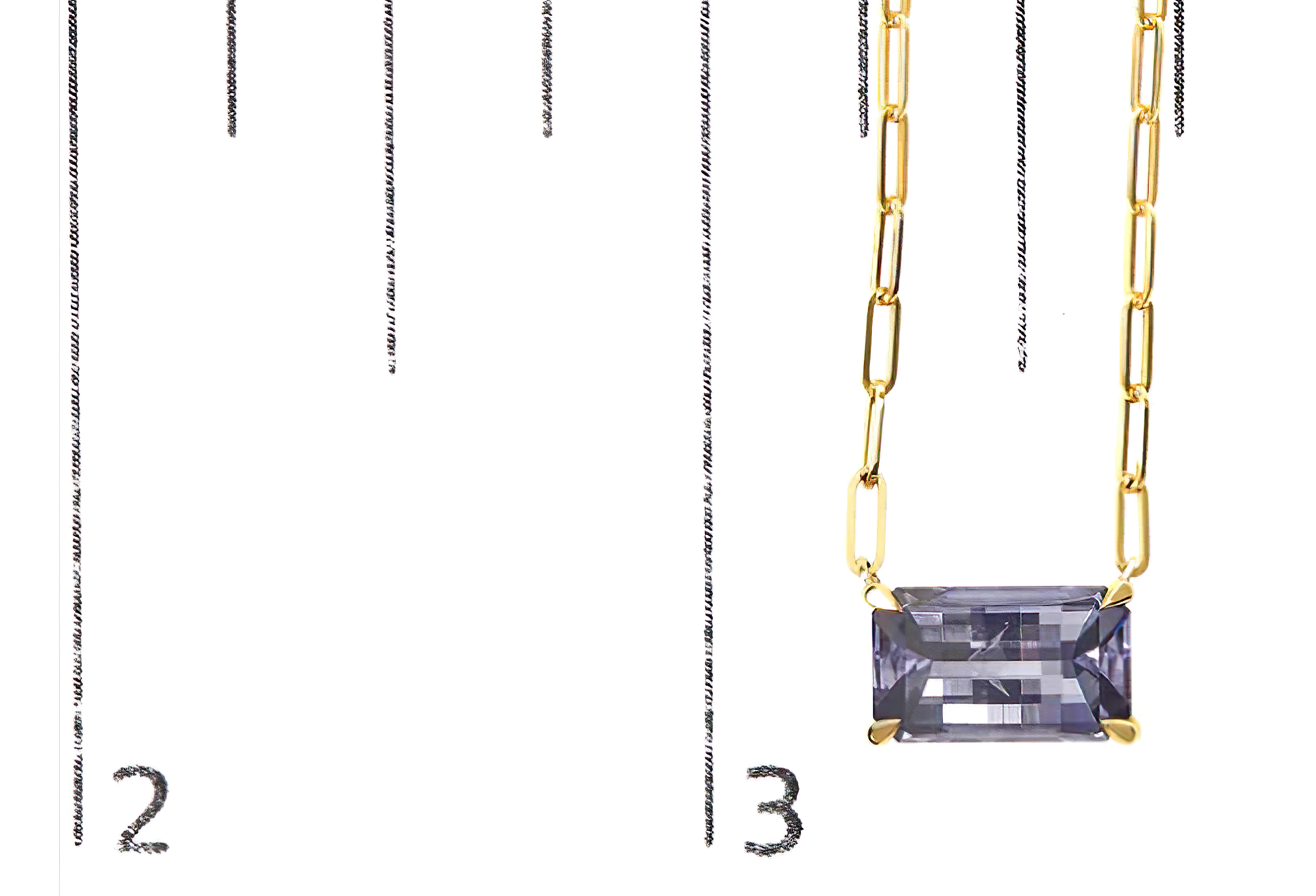 14K Yellow Gold Natural 2 7/8 Cttw Pixel Cut Emerald Bicolor Tanzanite Pendant Necklace with Paperclip Chain - 18 Inches - Stormyjay