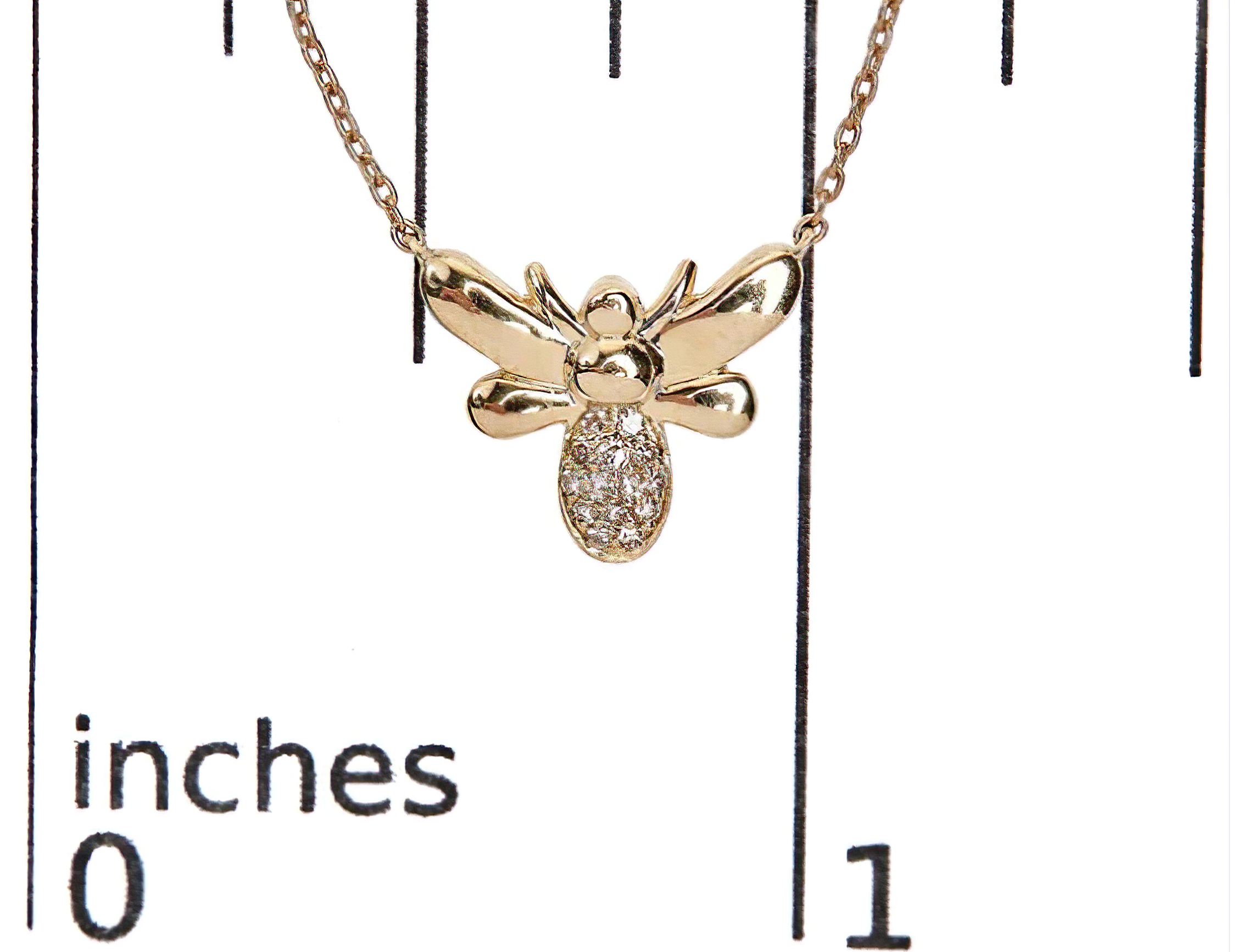 10K Yellow Gold Diamond Accented Bumble Bee Pendant 18-Inch Necklace (H-I Color, I1-I2 Clarity) - Stormyjay