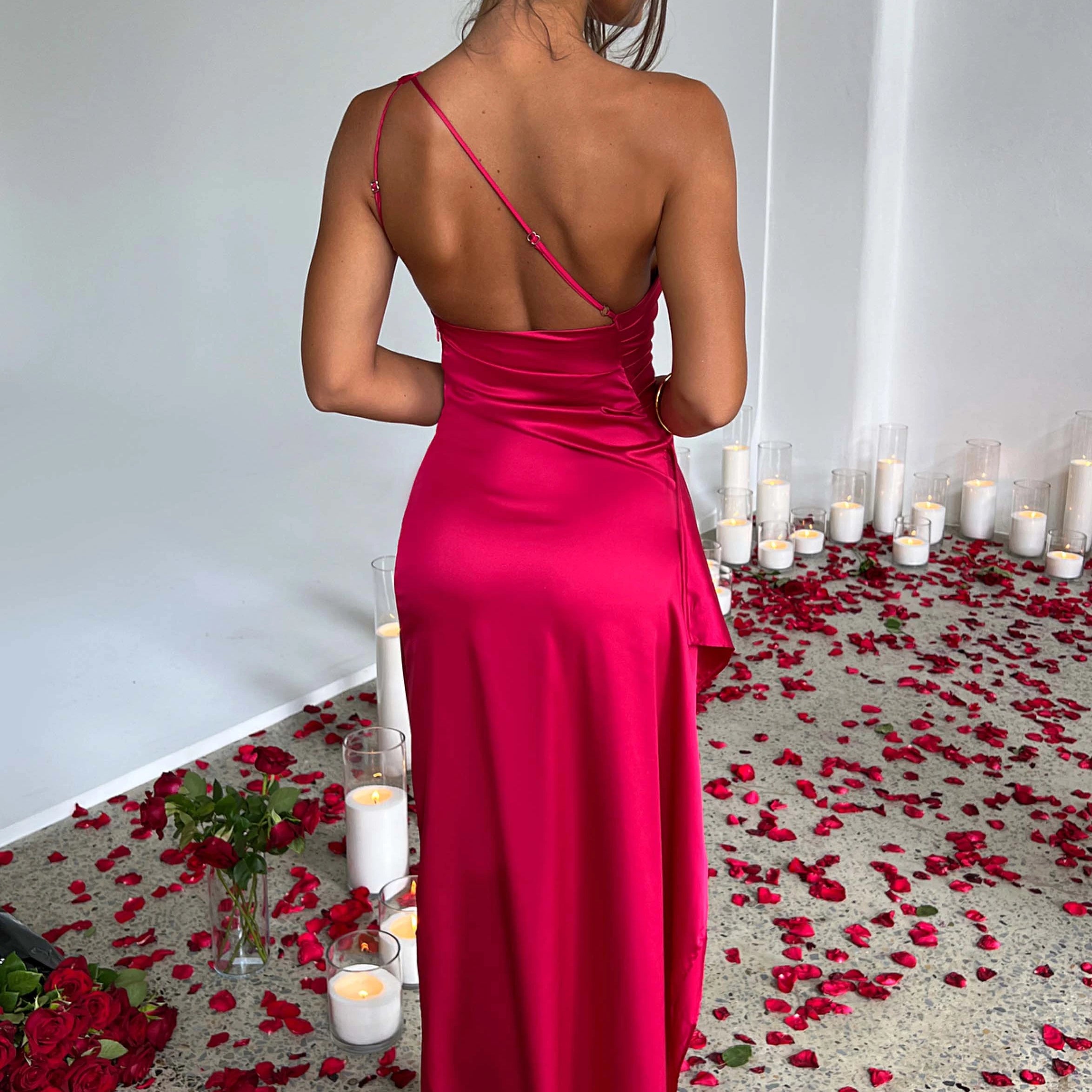 Satin One-Shoulder Sexy Prom Dresses - Stormyjay
