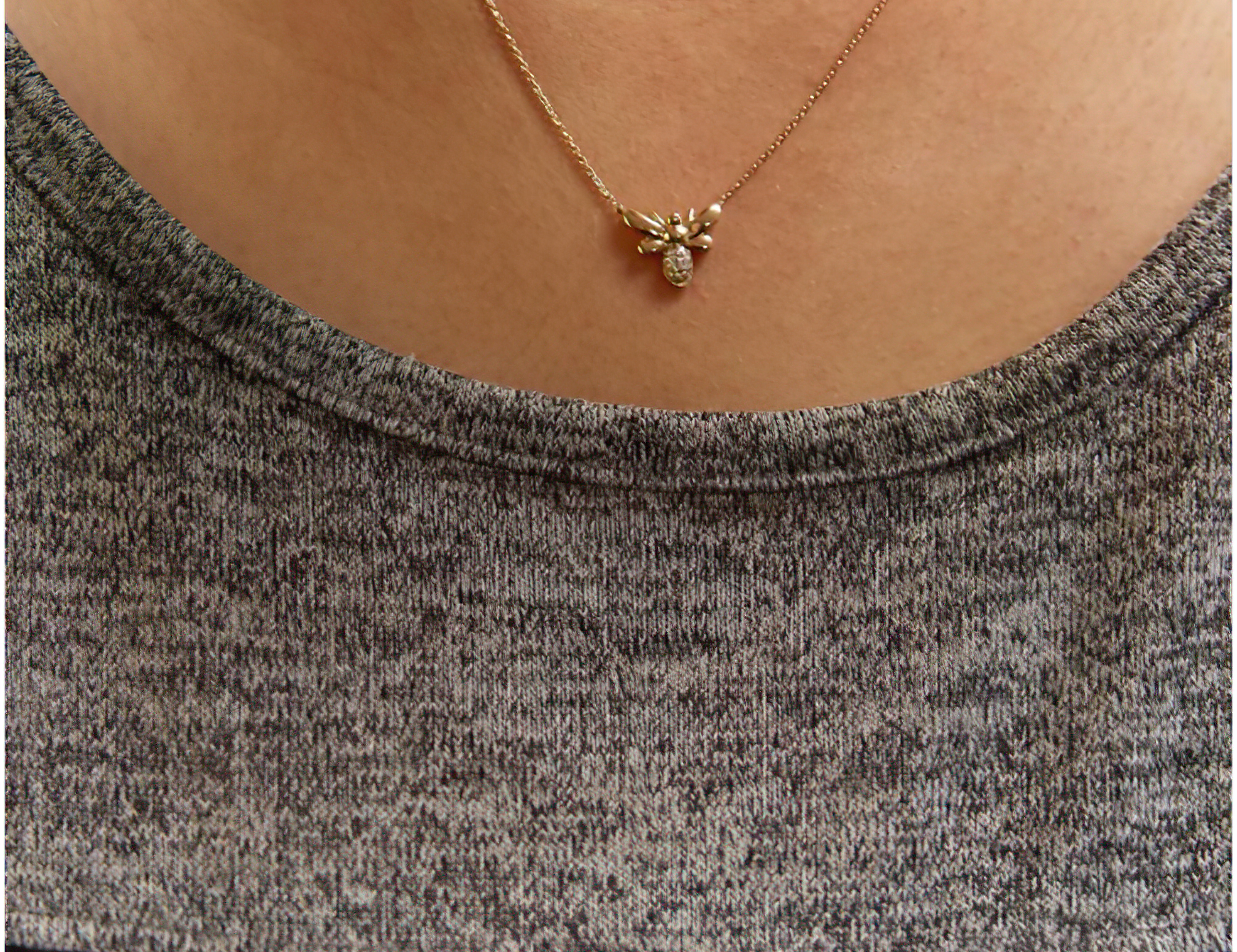 10K Yellow Gold Diamond Accented Bumble Bee Pendant 18-Inch Necklace (H-I Color, I1-I2 Clarity) - Stormyjay