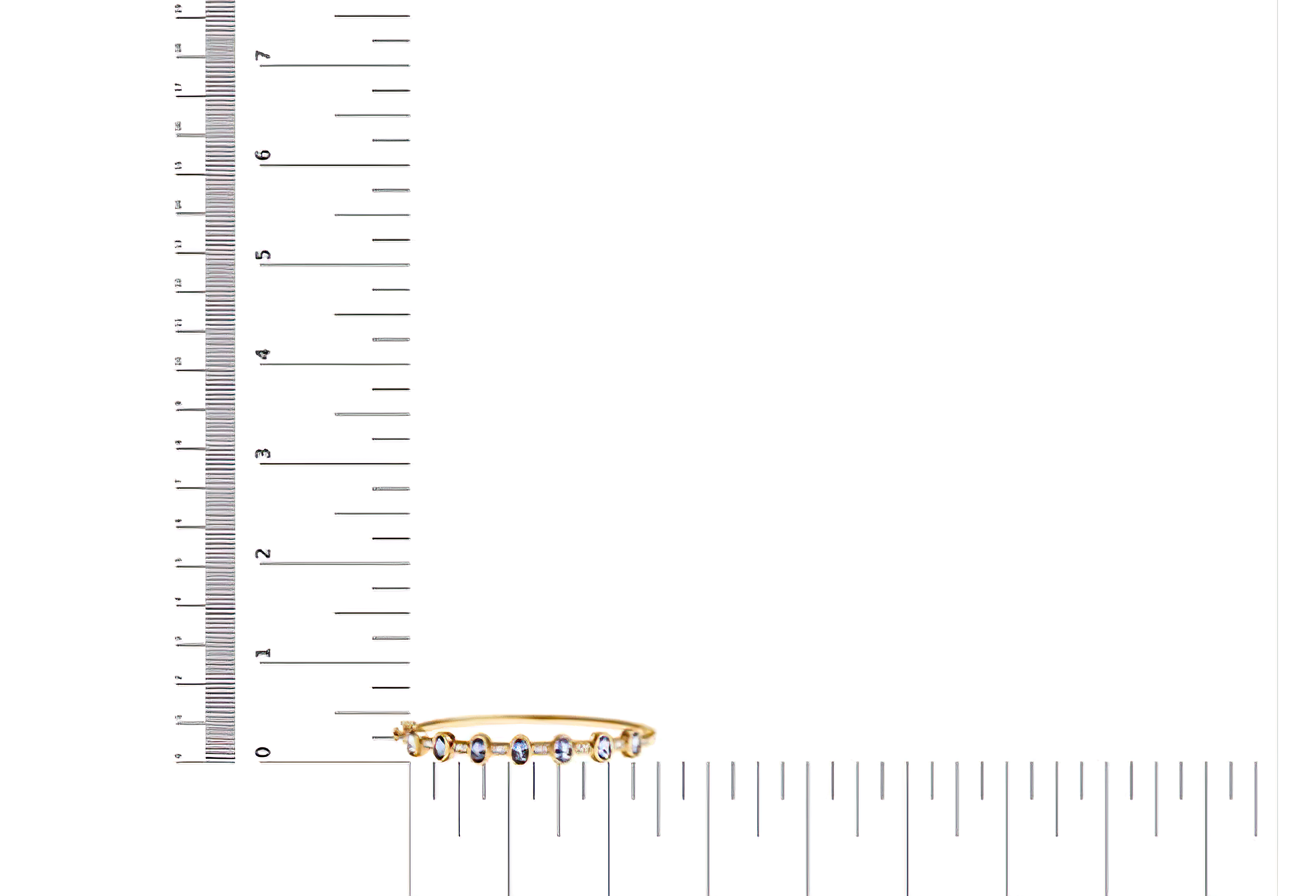 14K Yellow Gold 1/3 Cttw Round-Cut Diamond and 5MM Oval-Cut Blue Tanzanite Gemstone Bangle Bracelet (H-I Color, I1-I2 Clarity) - Size 7 Inches - Stormyjay