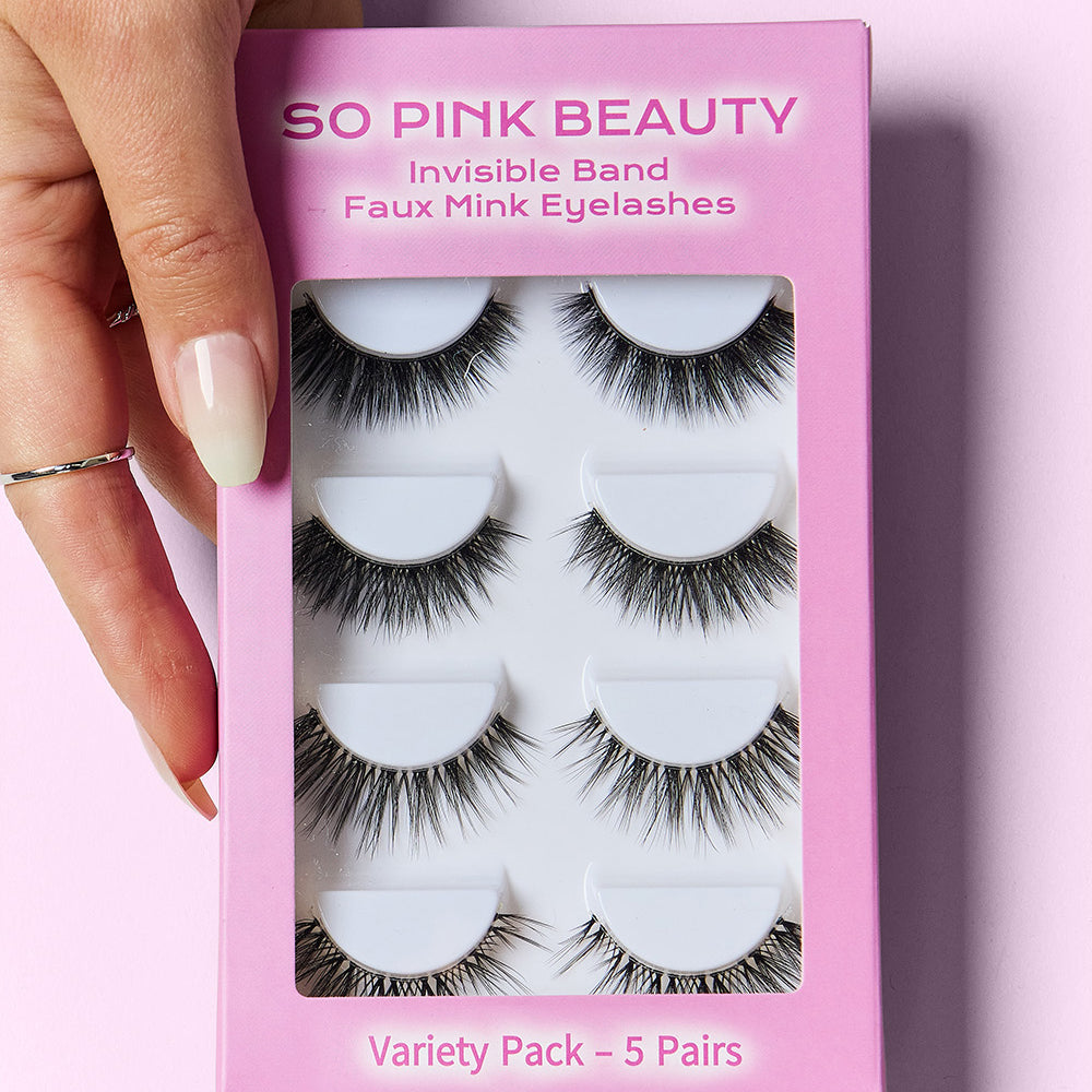SO PINK BEAUTY Faux Mink Eyelashes Variety Pack 5 Pairs - Stormyjay
