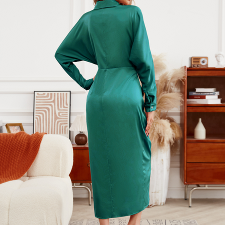 Stylish Pleated Shirt Dress H732AZTZLN - Stormyjay