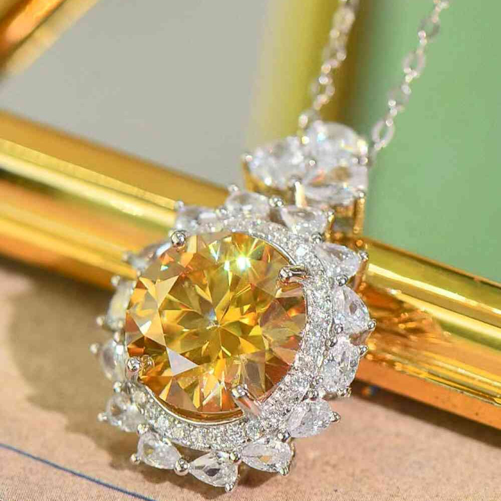 5 Carat Yellow Moissanite Pendant Necklace