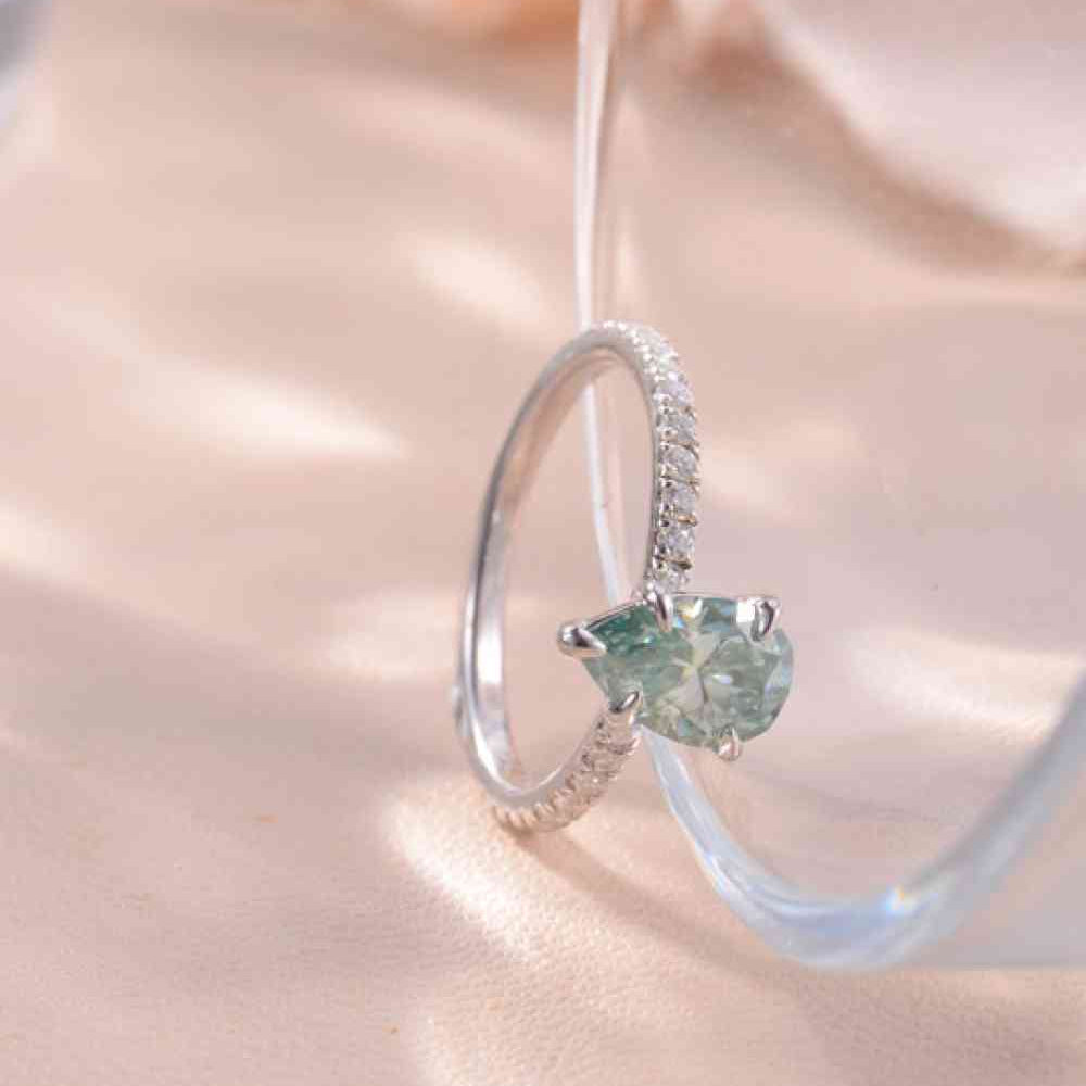 1.5 Carat Teardrop Shape Moissanite 925 Sterling Silver Ring - Stormyjay