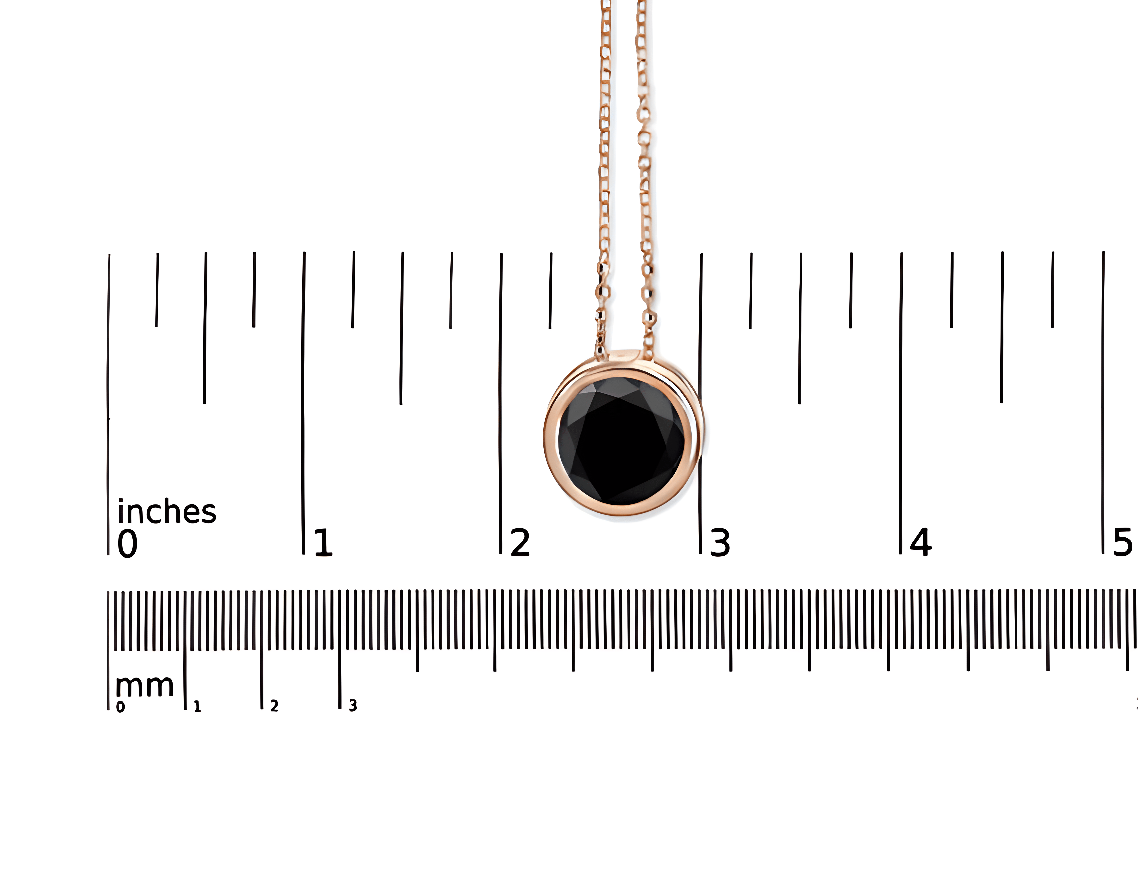 14K Rose Gold 7.0 Cttw Bezel-Set Black Round Diamond Solitaire Pendant Necklace (Black Color, I2-I3 Clarity) - 18" - Stormyjay