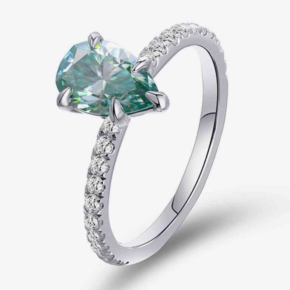 1.5 Carat Teardrop Shape Moissanite 925 Sterling Silver Ring - Stormyjay