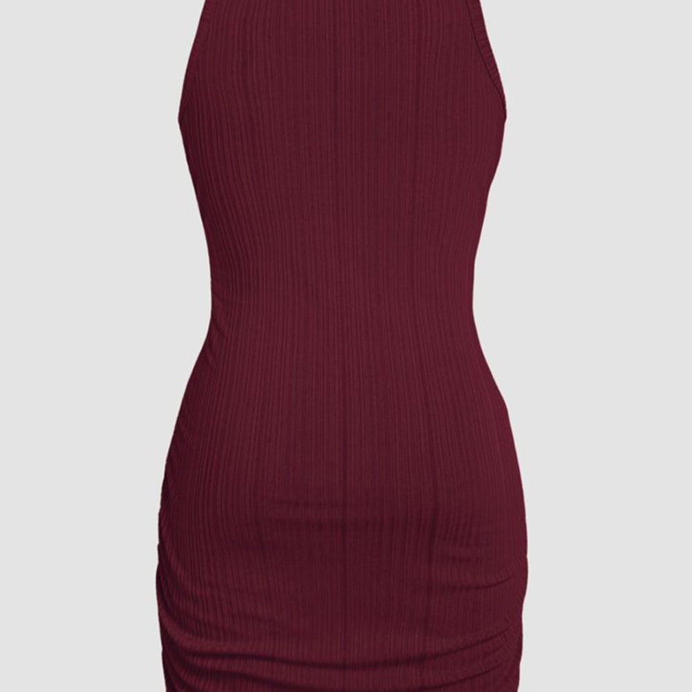 Red Dahlia Ruched Sleeveless Bodycon Dress - Stormyjay