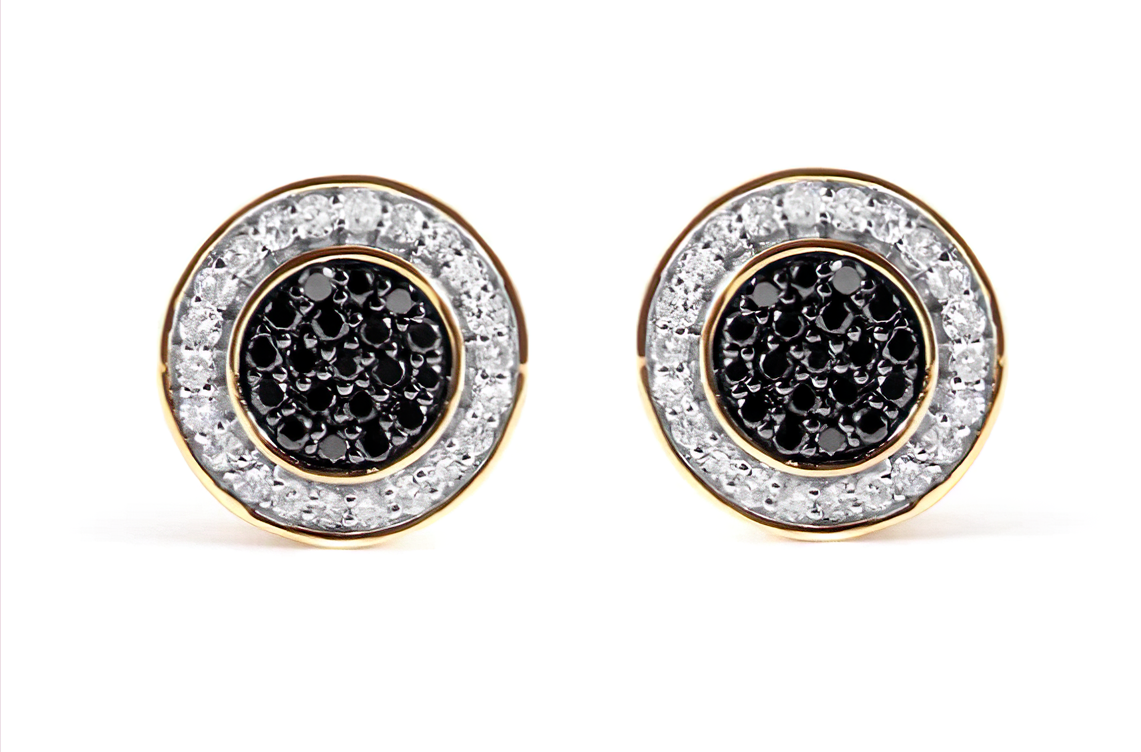 Men's 10K Yellow Gold 1/3 Cttw White and Black Treated Diamond Earring (Black / I-J Color, I2-I3 Clarity) - Stormyjay