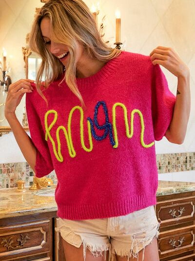 BiBi MOM Contrast Round Neck Sweater - Stormyjay