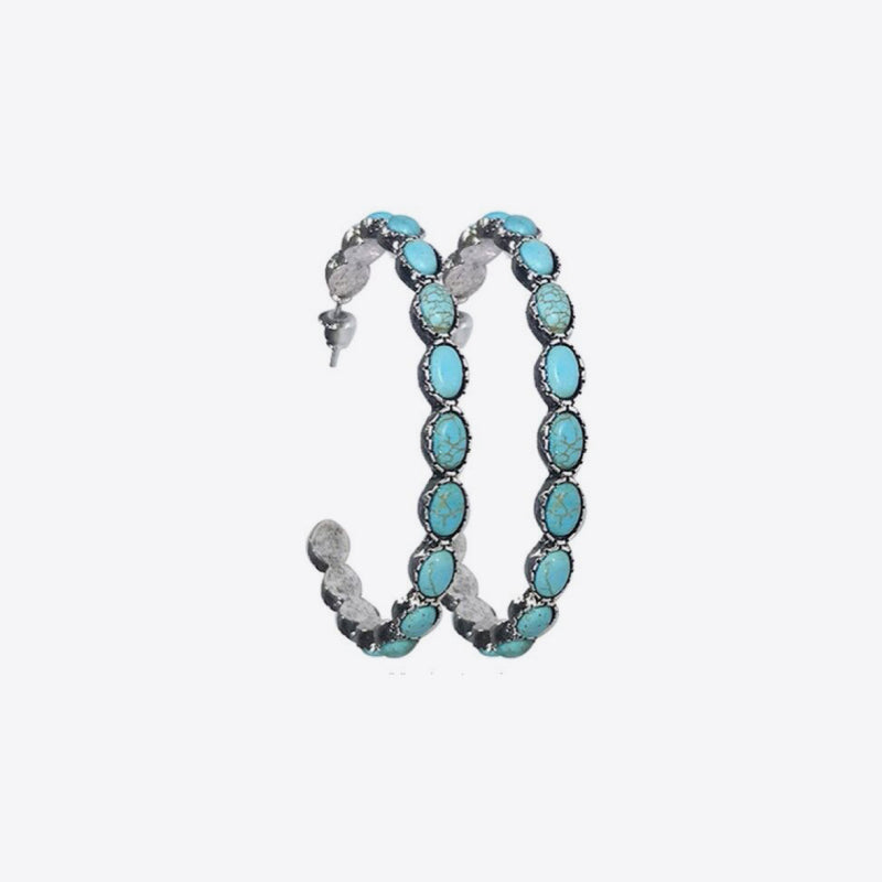 Artificial Turquoise C-Hoop Earrings - Stormyjay