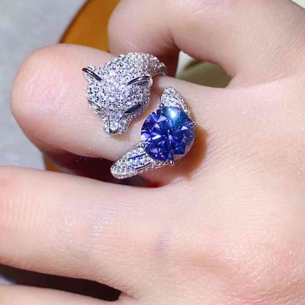 2 Carat Moissanite Adjustable Animal Bypass Ring