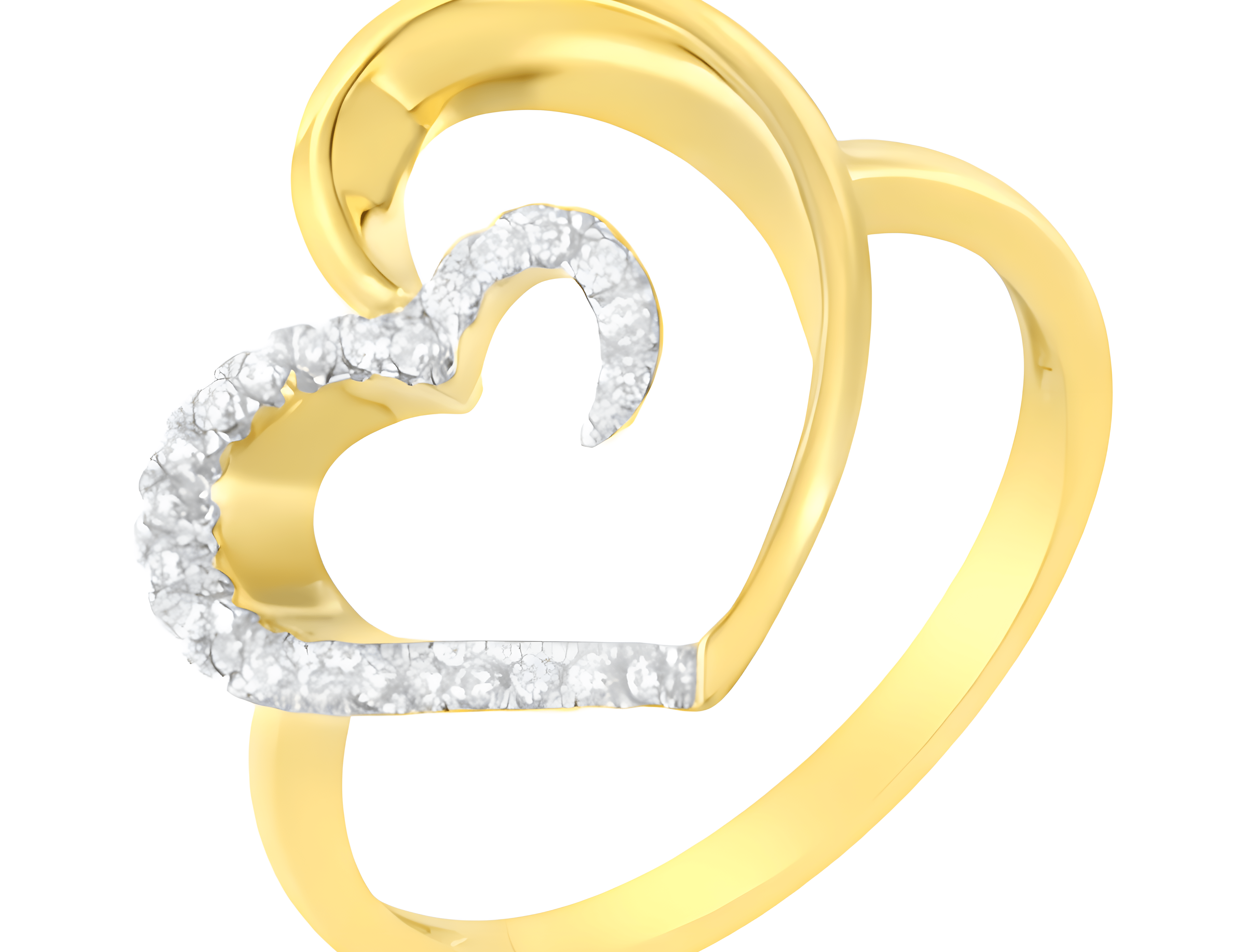 10KT Yellow Gold 1/10 cttw Diamond Heart Shape Ring (K-L, I1-I2) - Stormyjay