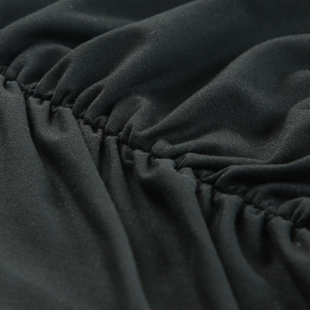 Black One-shoulder Short Sleeve Ruched Bodycon Dress - Stormyjay