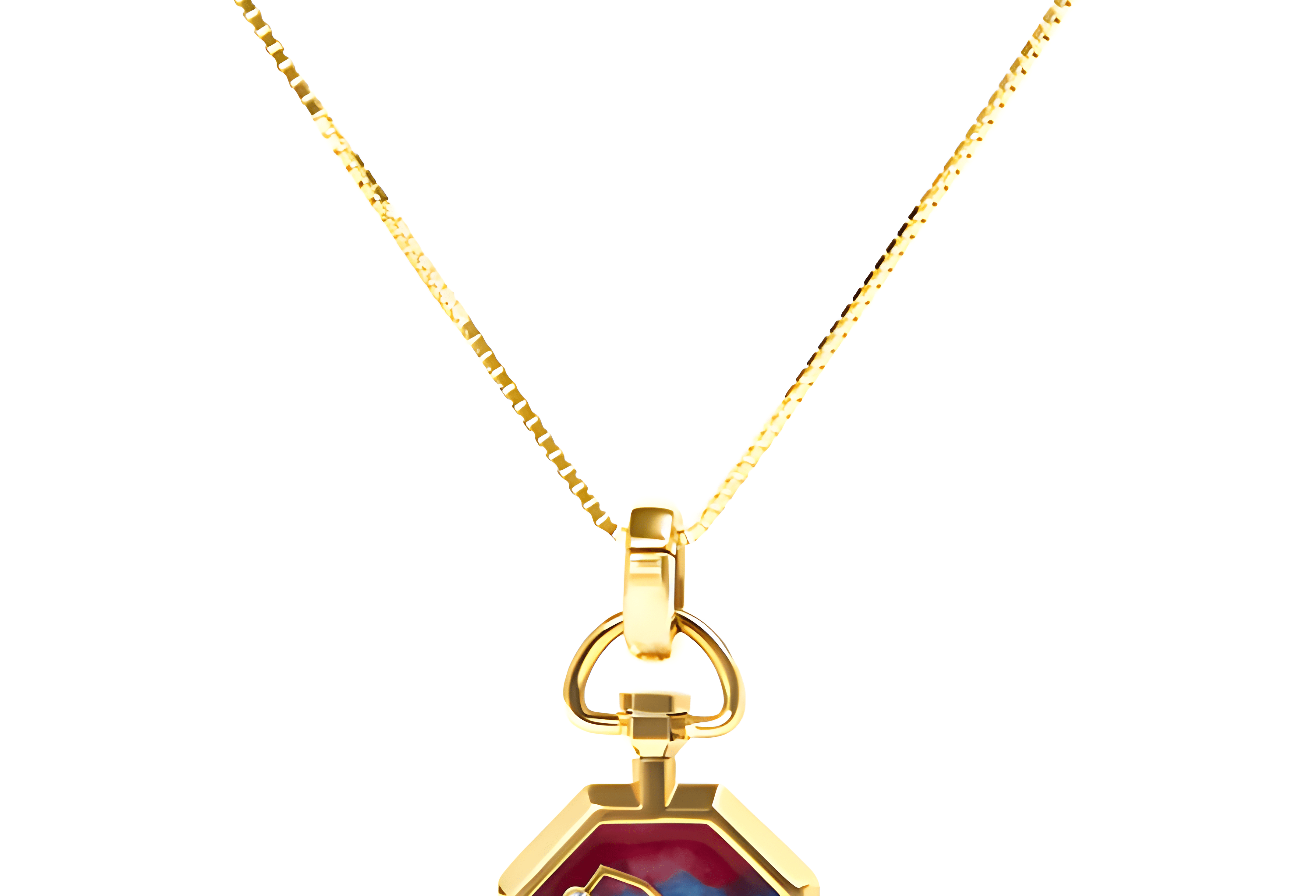 18K Yellow Gold Diamond Gemini Constellation with Red and Blue Enamel 18" Inch Pendant Necklace (H-I Color, SI2-I1 Clarity) - Stormyjay