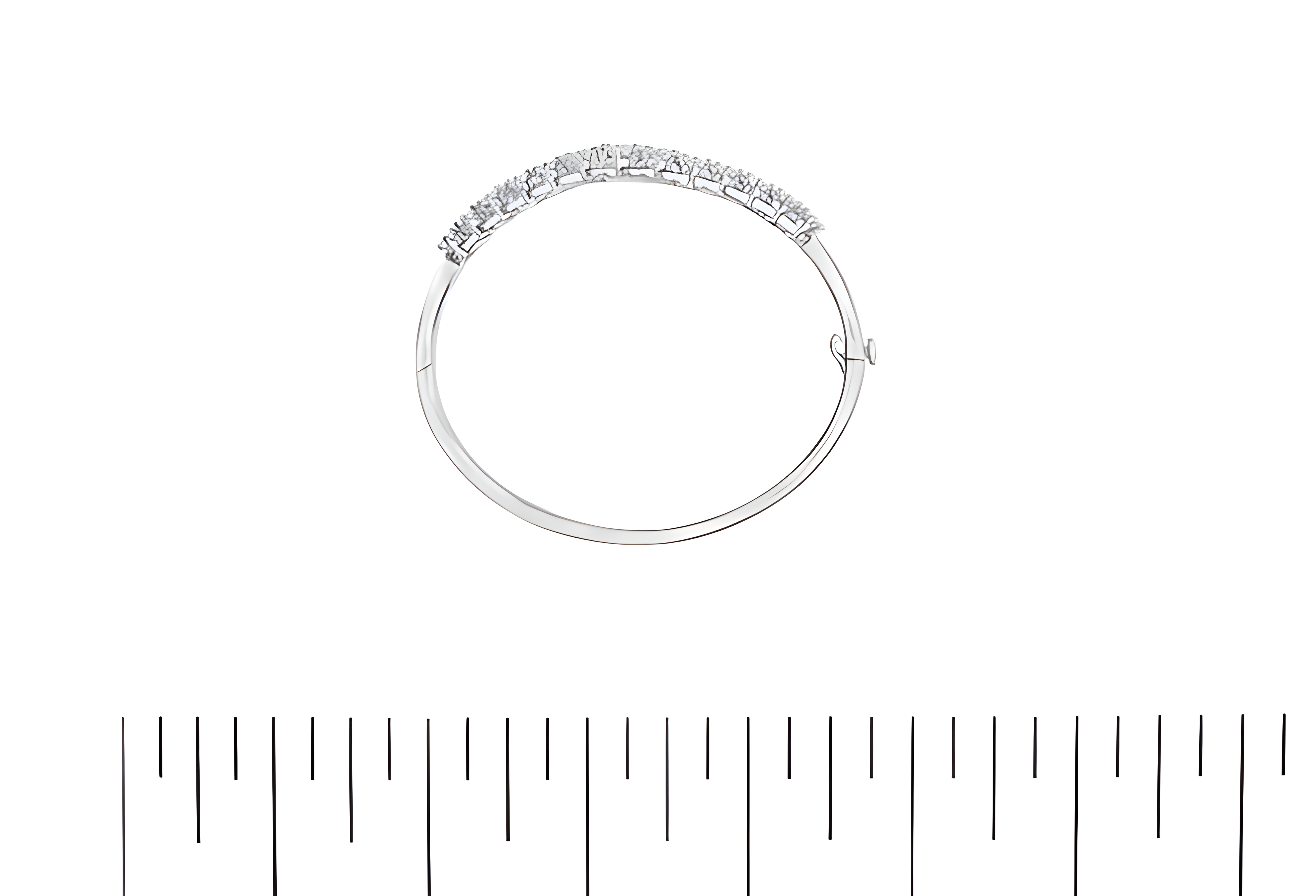 14K White Gold 2 5/8 Cttw Round Diamond 7 Stone Floral Cluster Link Bangle Bracelet (H-I Color, SI1-SI2 Clarity) - Fits Wrists up to 7.25 Inches - Stormyjay