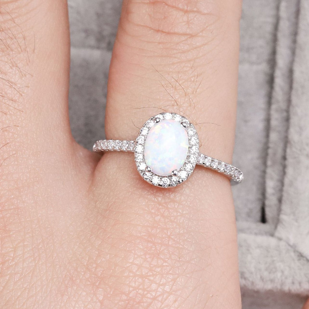 Opal 925 Sterling Silver Halo Ring - Stormyjay