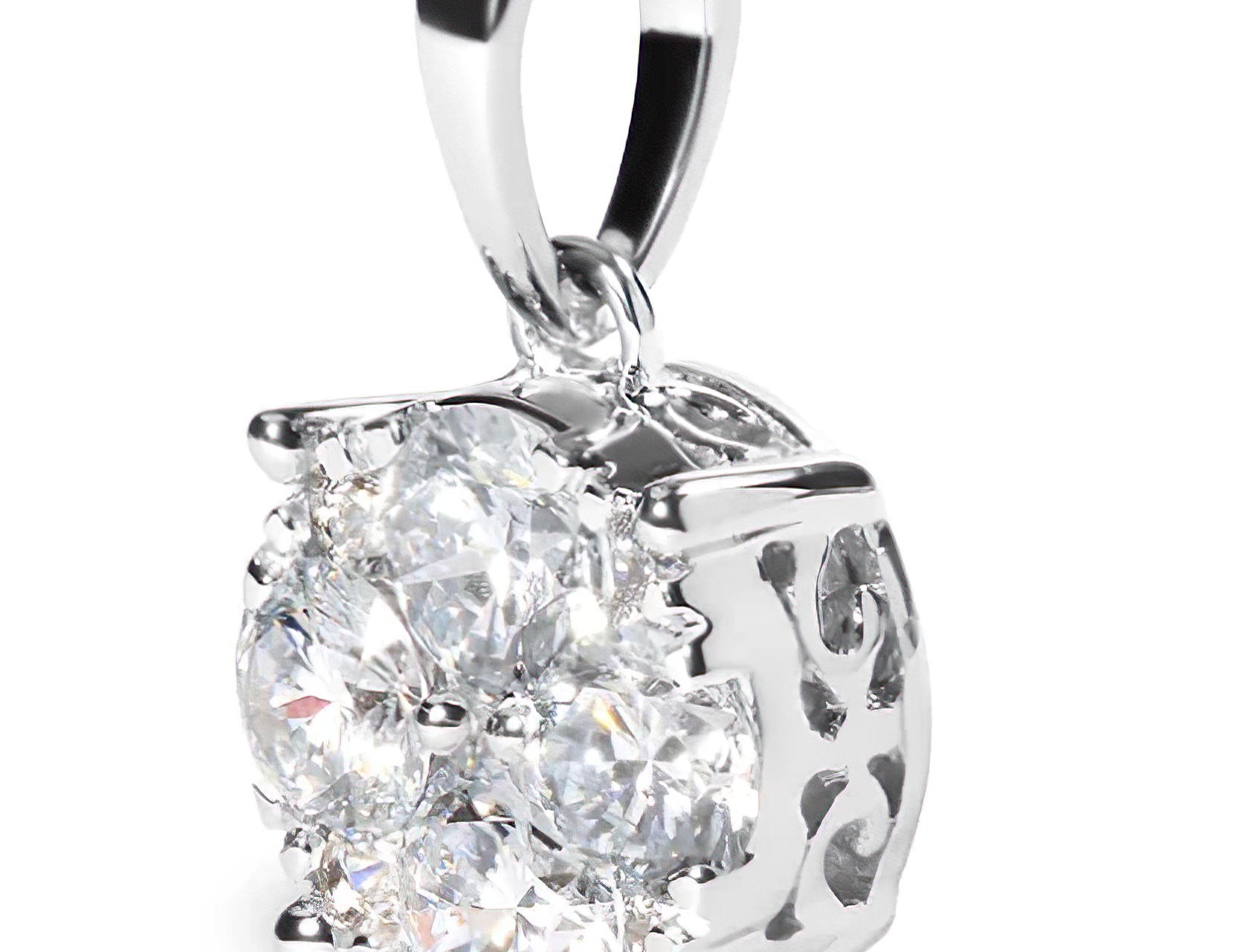 14k White 1.00 Cttw Lab Grown Diamond Cluster Pendant 18" Necklace (G-H Color, VS1-VS2 Clarity) - Stormyjay