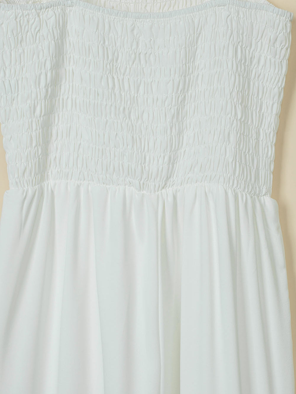 Apricot Smocked Ruffle Strap Pocket Wide Leg Jumpsuit - Stormyjay