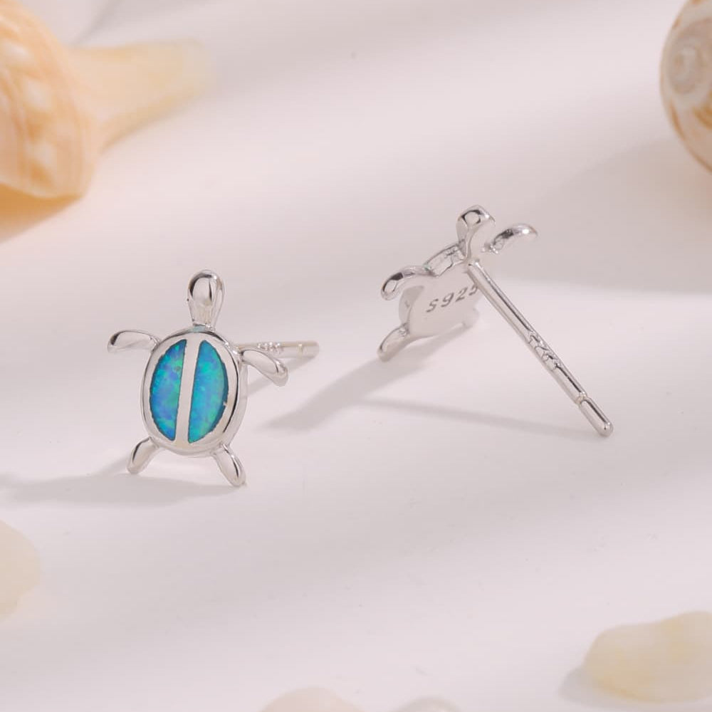 Opal Turtle 925 Sterling Silver Stud Earrings - Stormyjay