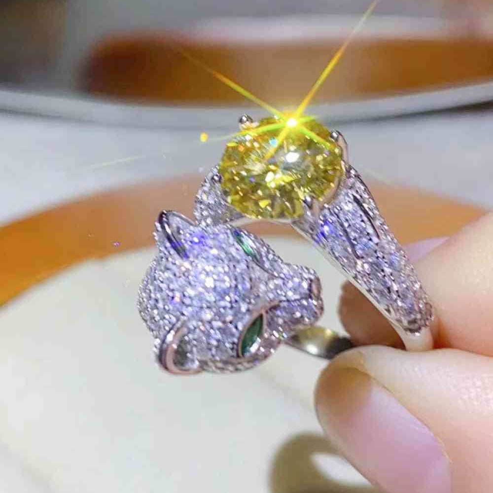 2 Carat Yellow Moissanite Animal Bypass Ring