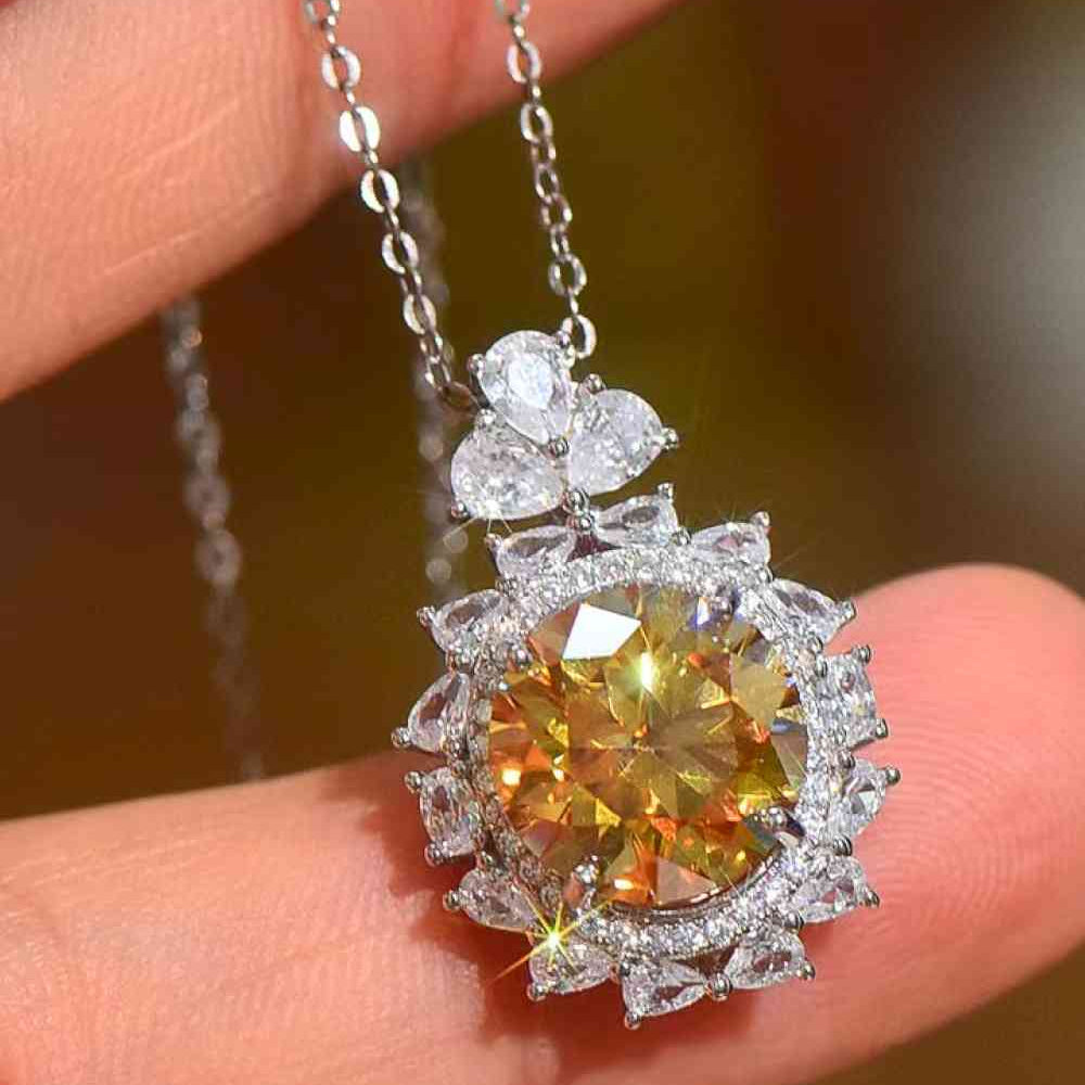 5 Carat Yellow Moissanite Pendant Necklace