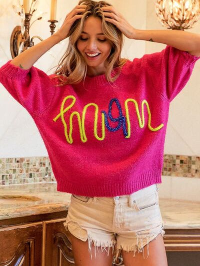 BiBi MOM Contrast Round Neck Sweater - Stormyjay