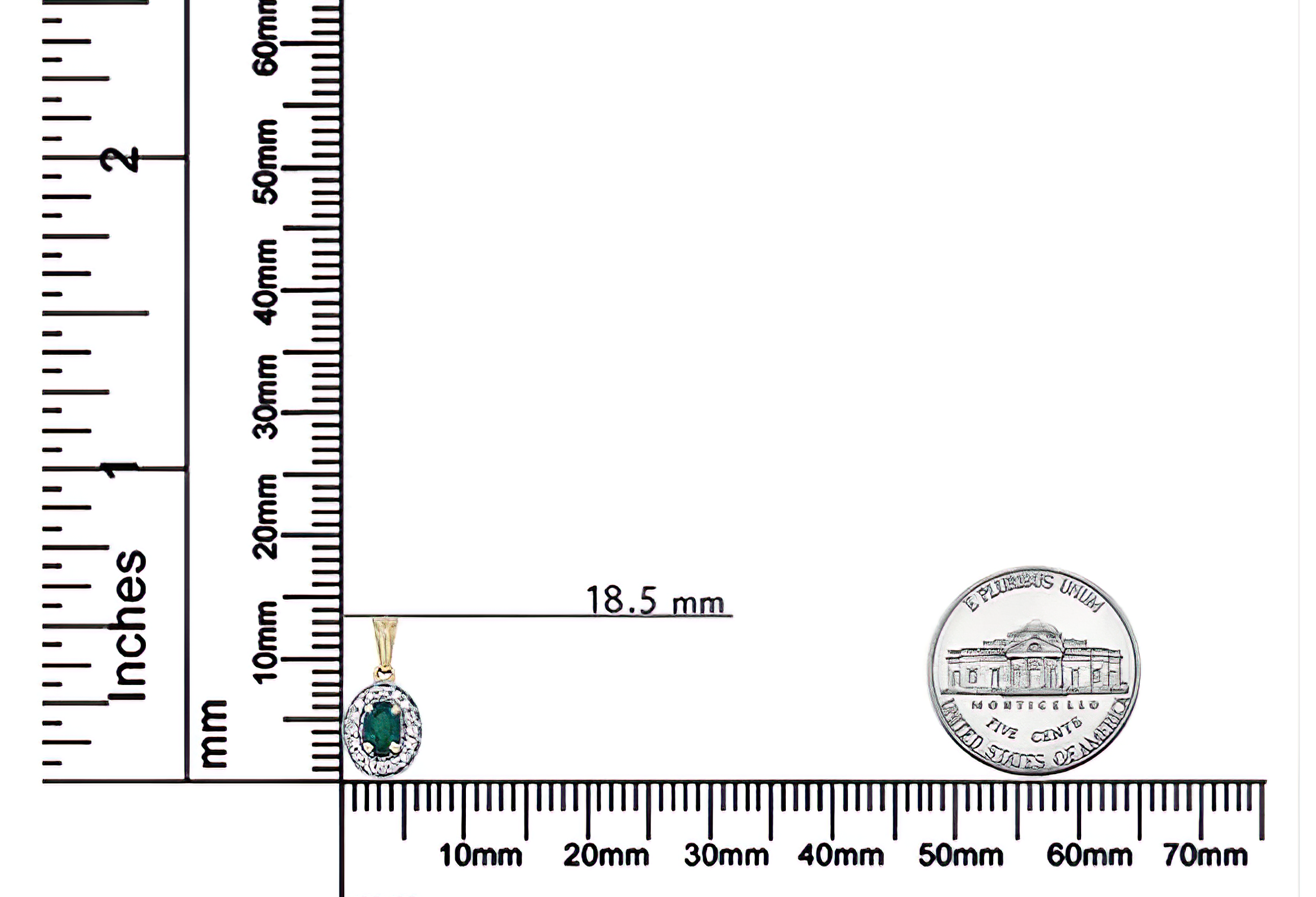 14K Yellow Gold 6x4mm Emerald and 1/5 Cttw Round Diamond Halo Pendant 18" Necklace - (H-I Color, SI1-SI2 Clarity) - Stormyjay