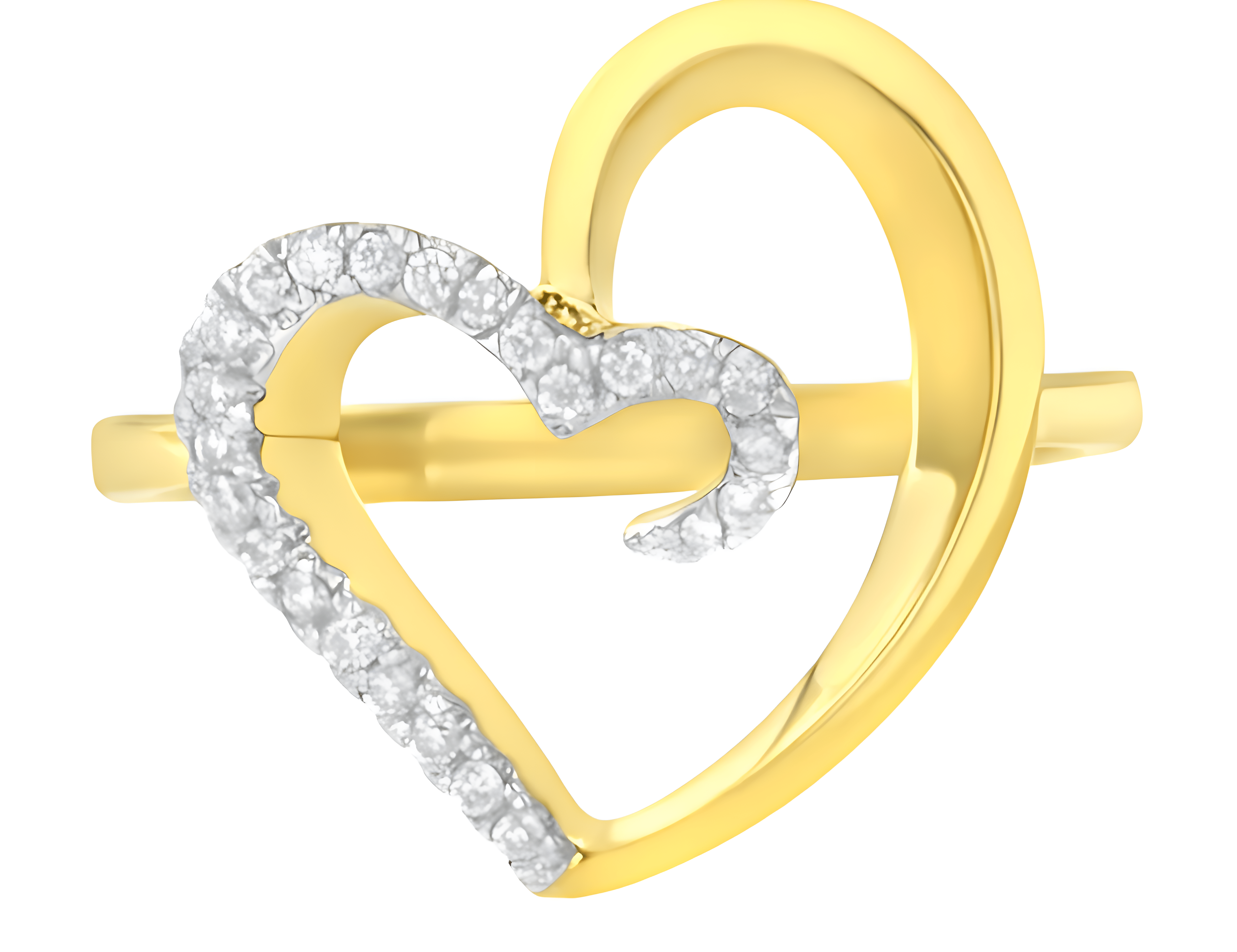 10KT Yellow Gold 1/10 cttw Diamond Heart Shape Ring (K-L, I1-I2) - Stormyjay