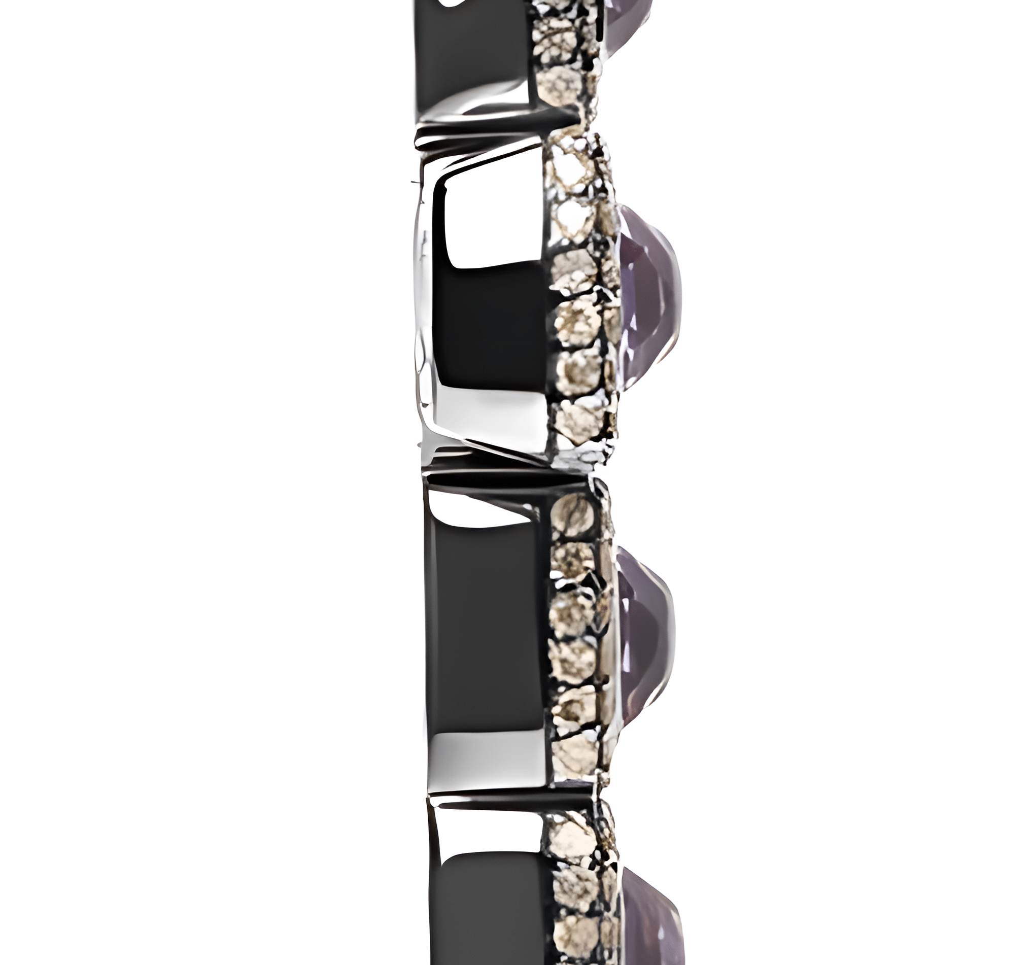 Black Rhodium Plated 18K Rose Gold 1 1/2 Cttw Brown Pave Diamonds and Cushion Cut Rose De France Amethyst Halo Cross 18" Pendant Necklace (Brown Color, SI1-SI2 Clarity) - Stormyjay