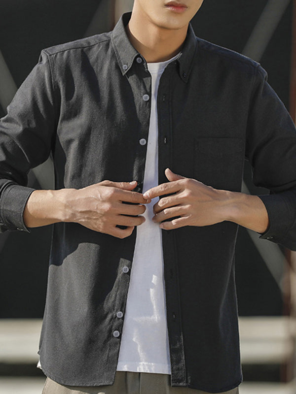 Men's Oxford Long Sleeve Casual Shirt - Stormyjay