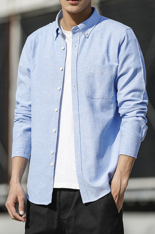 Men's Oxford Long Sleeve Casual Shirt - Stormyjay