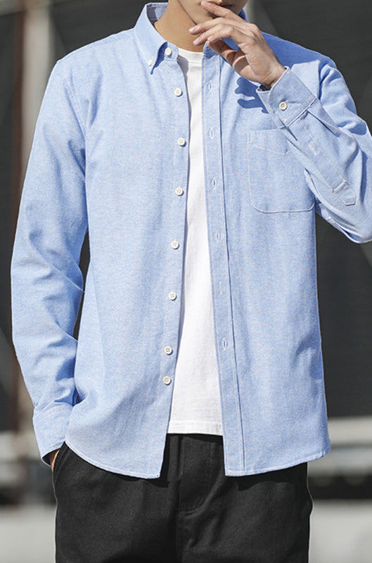 Men's Oxford Long Sleeve Casual Shirt - Stormyjay