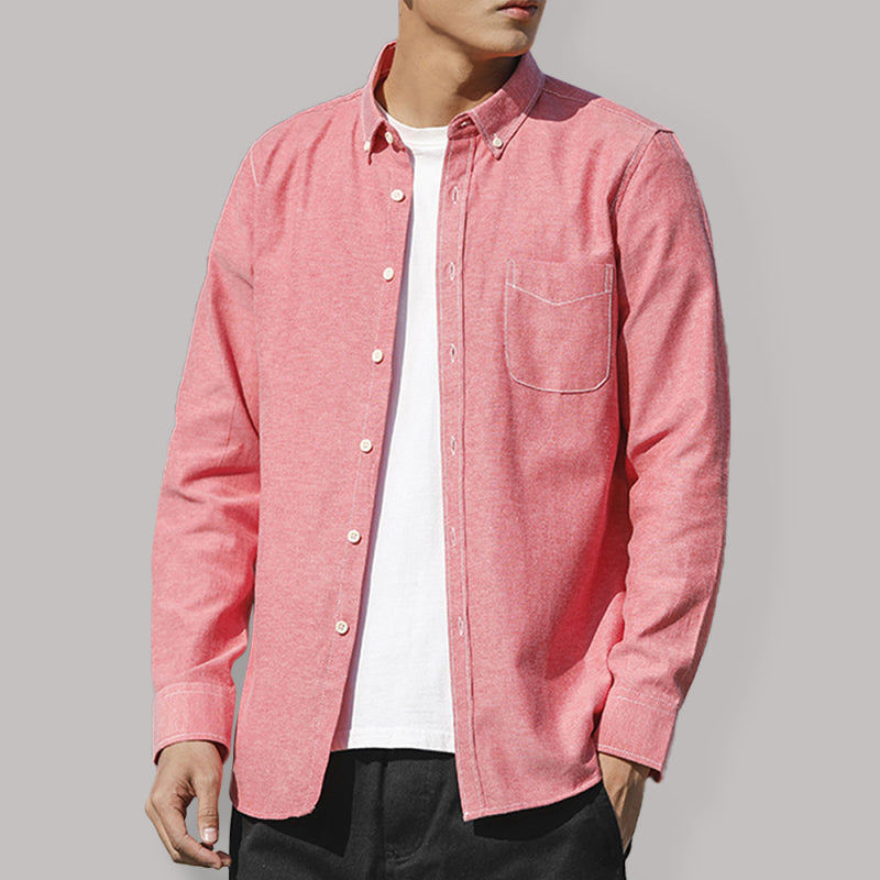 Men's Oxford Long Sleeve Casual Shirt - Stormyjay