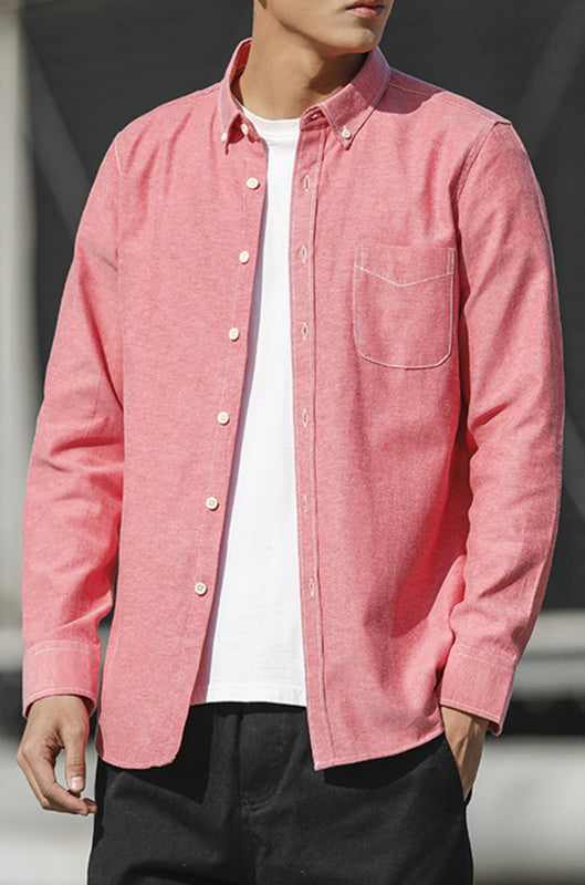 Men's Oxford Long Sleeve Casual Shirt - Stormyjay