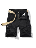 Men's Solid Color Casual Multi-Pocket Cargo Shorts(Without Belt) - Stormyjay