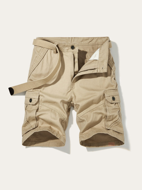 Men's Solid Color Casual Multi-Pocket Cargo Shorts(Without Belt) - Stormyjay
