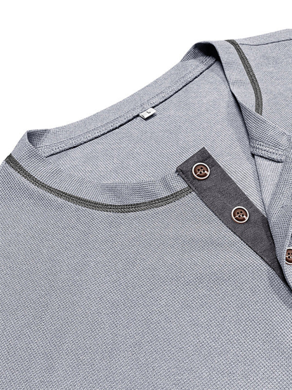 Men's American Vintage Henley Collar Short Sleeve T-Shirt - Stormyjay