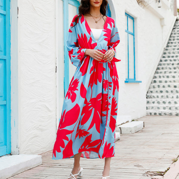 Temperament Holiday High Waist Fashion Print Dress - Stormyjay