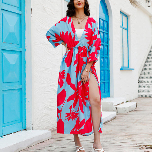Temperament Holiday High Waist Fashion Print Dress - Stormyjay