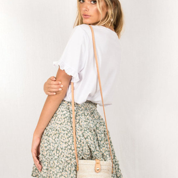 Ladies High Waist Ruffled Floral Printed A-Line Skirt - Stormyjay