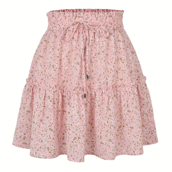 Ladies High Waist Ruffled Floral Printed A-Line Skirt - Stormyjay